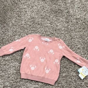 Disney Pink Knit Sweater with Minnie Mouse Pattern- 18 month